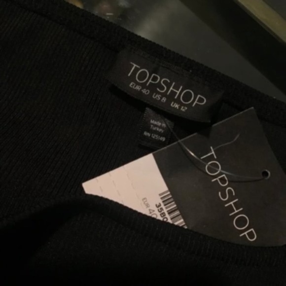 TOPSHOP NWT Black Grommet Laced LBD Stretch Dress! 8 NEW midi bodycon lycra NEW! - Picture 4 of 6